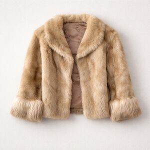 Elegant Faux Fur Teddy Jacket in Tan